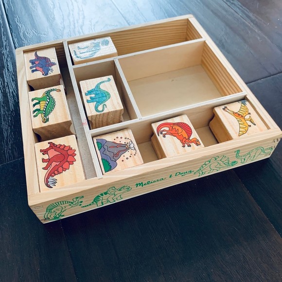 Melissa & Doug Toys Melissa Doug Deluxe Wooden Stamp Set Dinosaurs